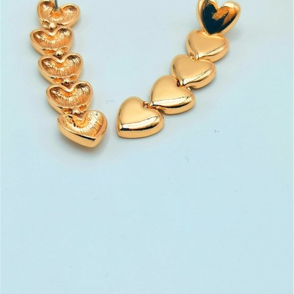 Gold 1 Pair Boho Womens Heart Shaped Geometric Assembly Earrings - Picture 2 of 2